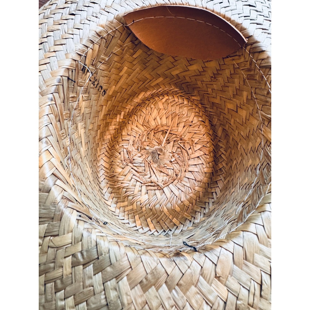 Sombrero Hat Mens Golf Natural Tan Excellent Woven Mexico Straw Wide - Picture 4 of 5